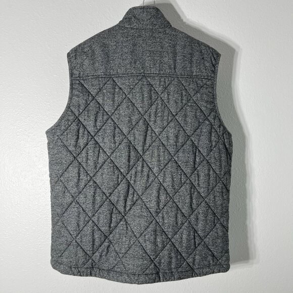 Banana Republic Quilted Puffer Vest Mens L Gray Textured Lined Outdoor Cabincore - Picture 7 of 12